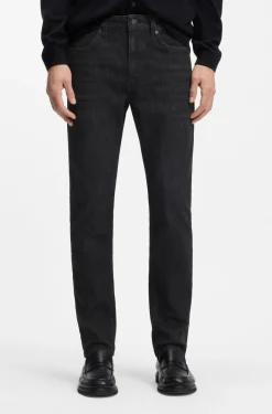 Delaware Slim-Fit Jeans aus knitterfreiem Denim in Grau