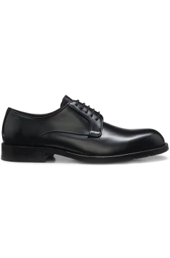 Derbys aus Brush-off-Leder mit Logo-Prägung