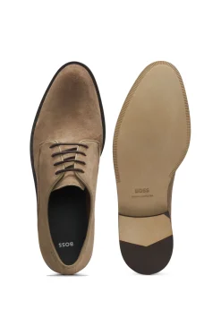 Derbys aus softem Veloursleder
