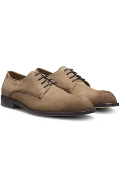 Derbys aus softem Veloursleder