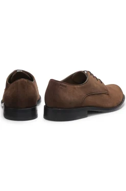 Derbys aus softem Veloursleder