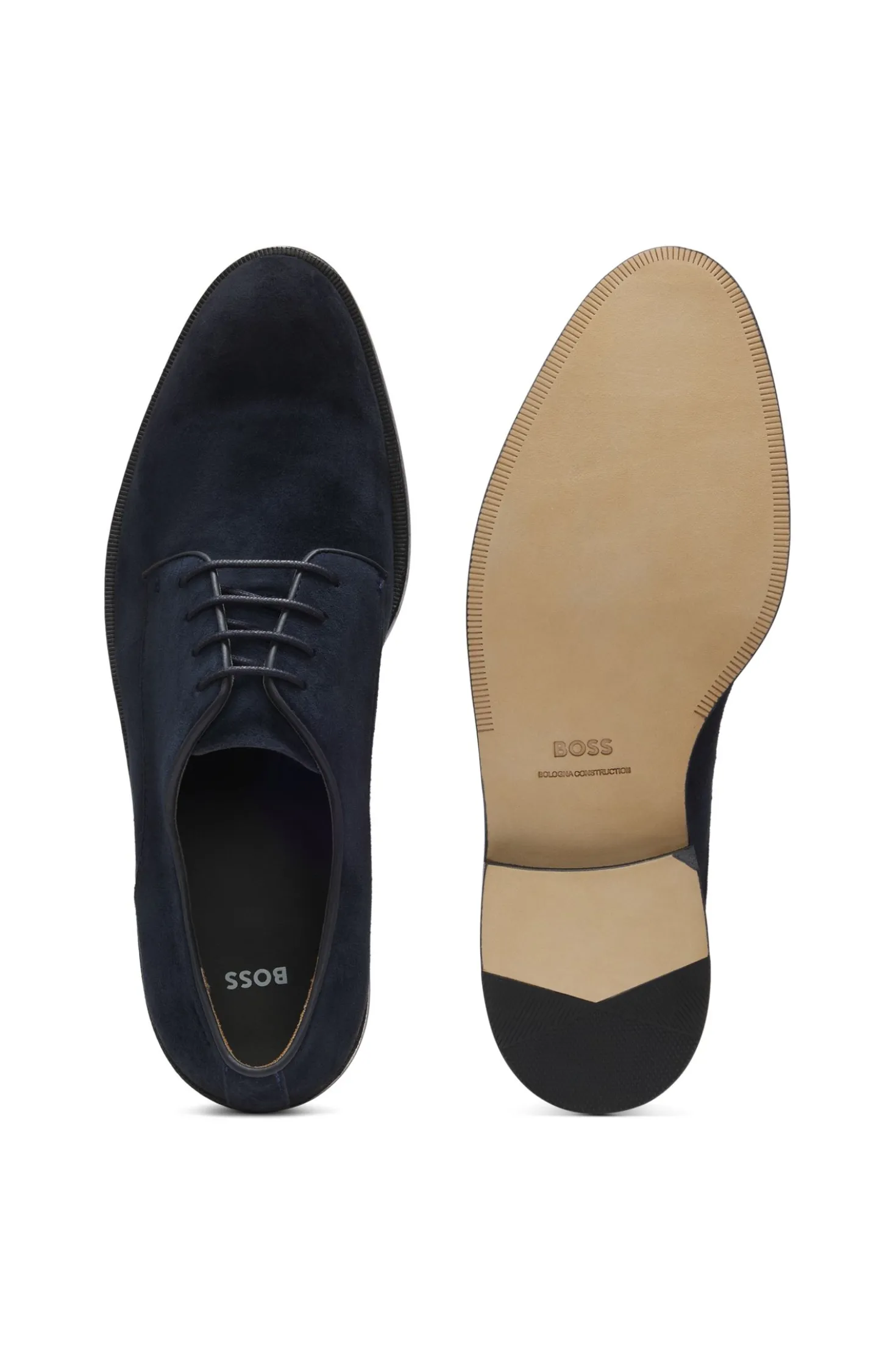 Derbys aus softem Veloursleder
