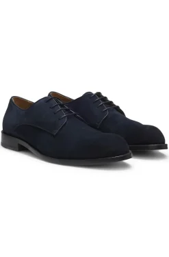 Derbys aus softem Veloursleder