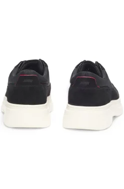 Derbys aus Veloursleder mit Canvas-Details