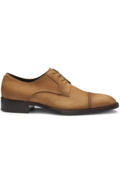 Derbys aus Veloursleder mit gestickten Details