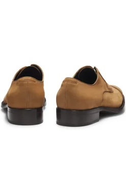 Derbys aus Veloursleder mit gestickten Details
