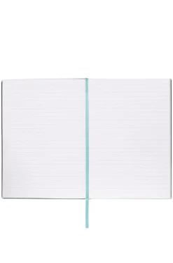 DIN-A5-Notizbuch mit blauem Floral-Print und Folien-Logo