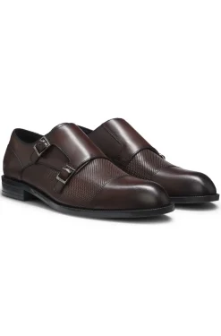 Doppelte Monkstraps aus Leder mit perforiertem Detail