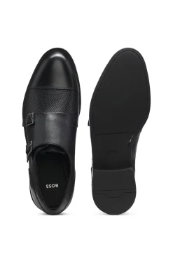 Doppelte Monkstraps aus Leder mit perforiertem Detail