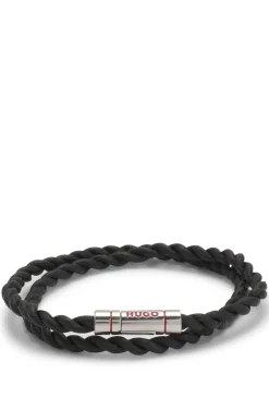 Doppeltes Armband aus geflochtenem Leder