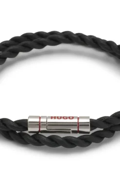 Doppeltes Armband aus geflochtenem Leder