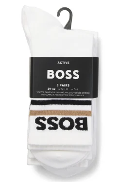 Dreierpack kurze Socken aus Bambus-Mix mit Logos
