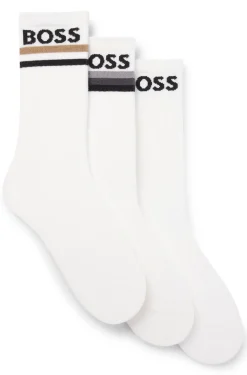 Dreierpack kurze Socken aus Bambus-Mix mit Logos