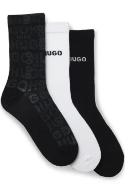 Dreierpack kurze Socken aus Baumwoll-Mix mit Logos