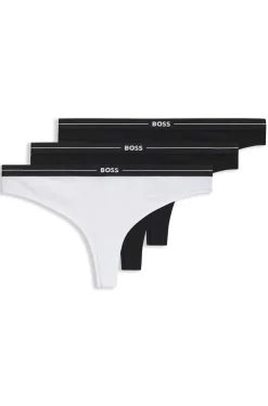 Dreierpack Strings aus Stretch-Baumwolle mit Logos am Bund