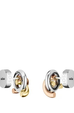 Dreifarbige Ohrringe mit Knoten-Design