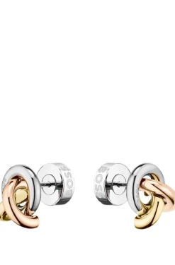 Dreifarbige Ohrringe mit Knoten-Design