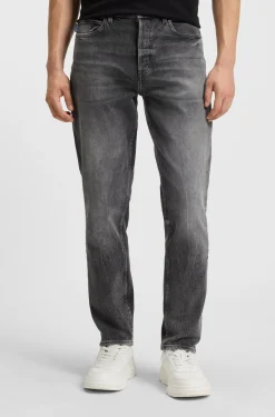Dunkelgraue Tapered-Fit Jeans aus Stretch-Denim