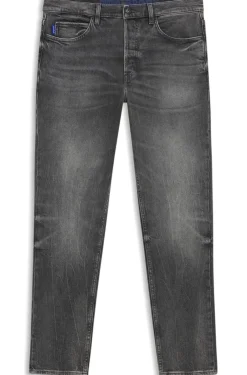 Dunkelgraue Tapered-Fit Jeans aus Stretch-Denim