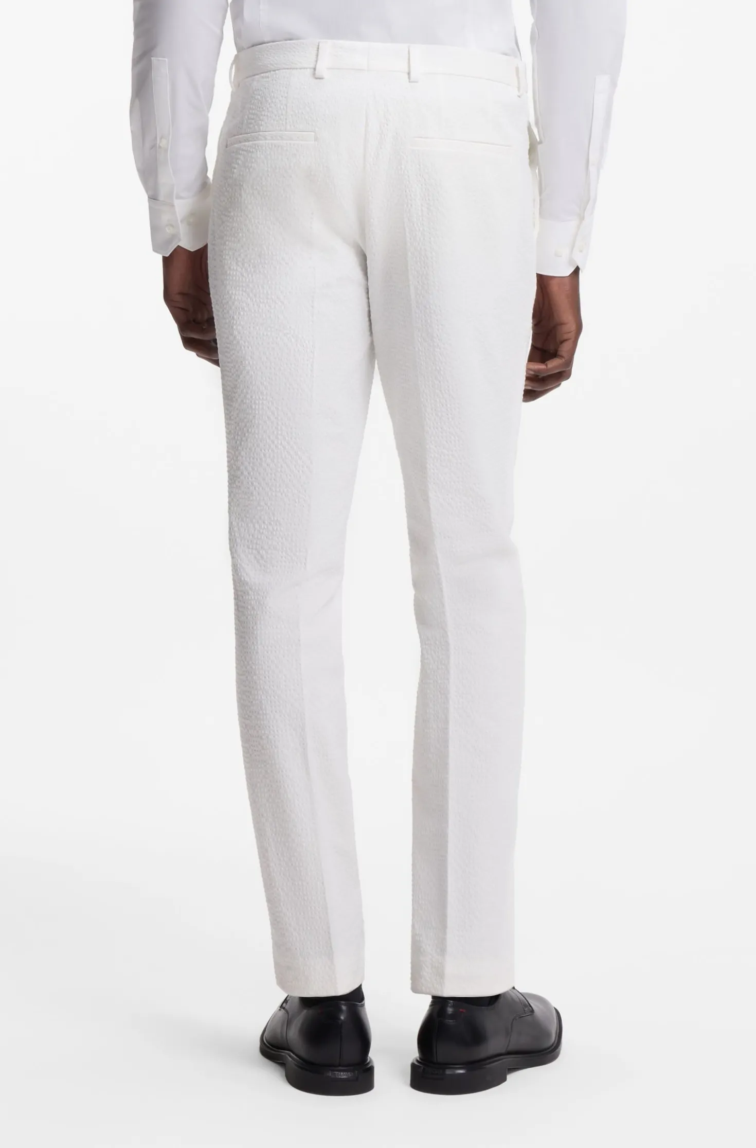 Extra Slim-Fit Anzug aus Stretch-Baumwolle-Seersucker mit drei Pieces