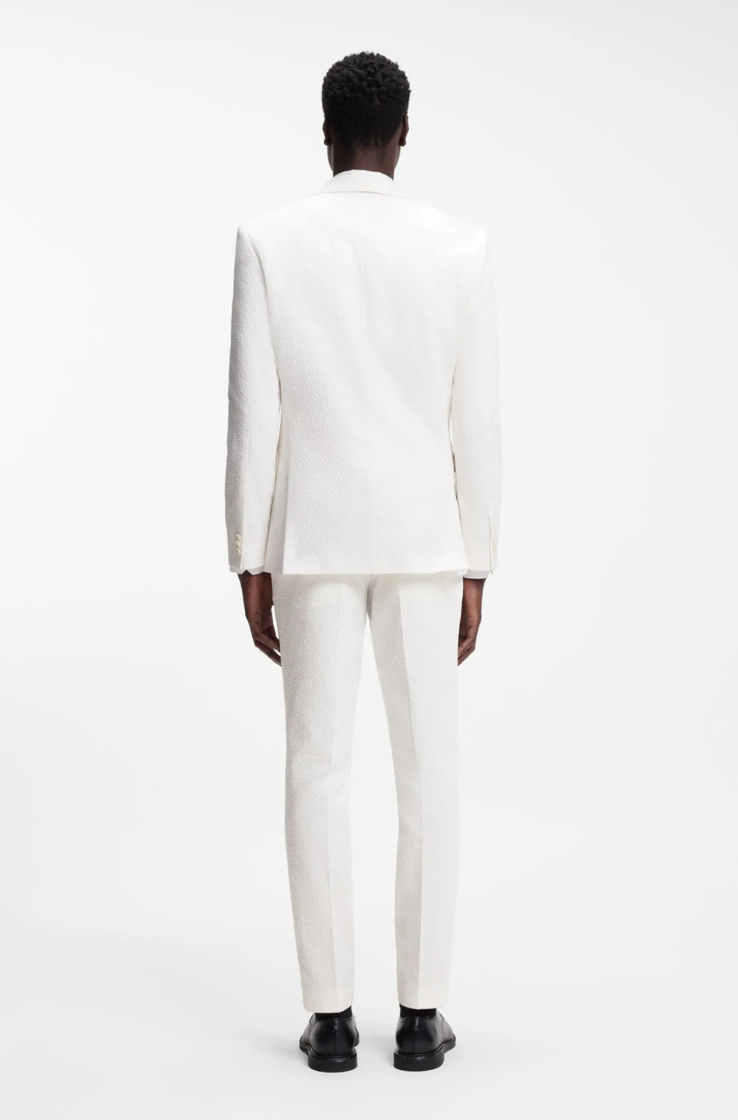 Extra Slim-Fit Anzug aus Stretch-Baumwolle-Seersucker mit drei Pieces