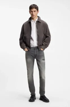 Extra Slim-Fit Jeans aus grauem, verwaschenem Stretch-Denim