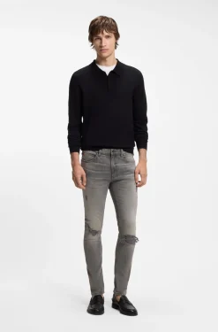 Extra Slim-Fit Jeans aus grauem Used-Denim