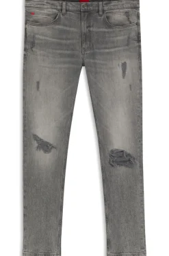 Extra Slim-Fit Jeans aus grauem Used-Denim