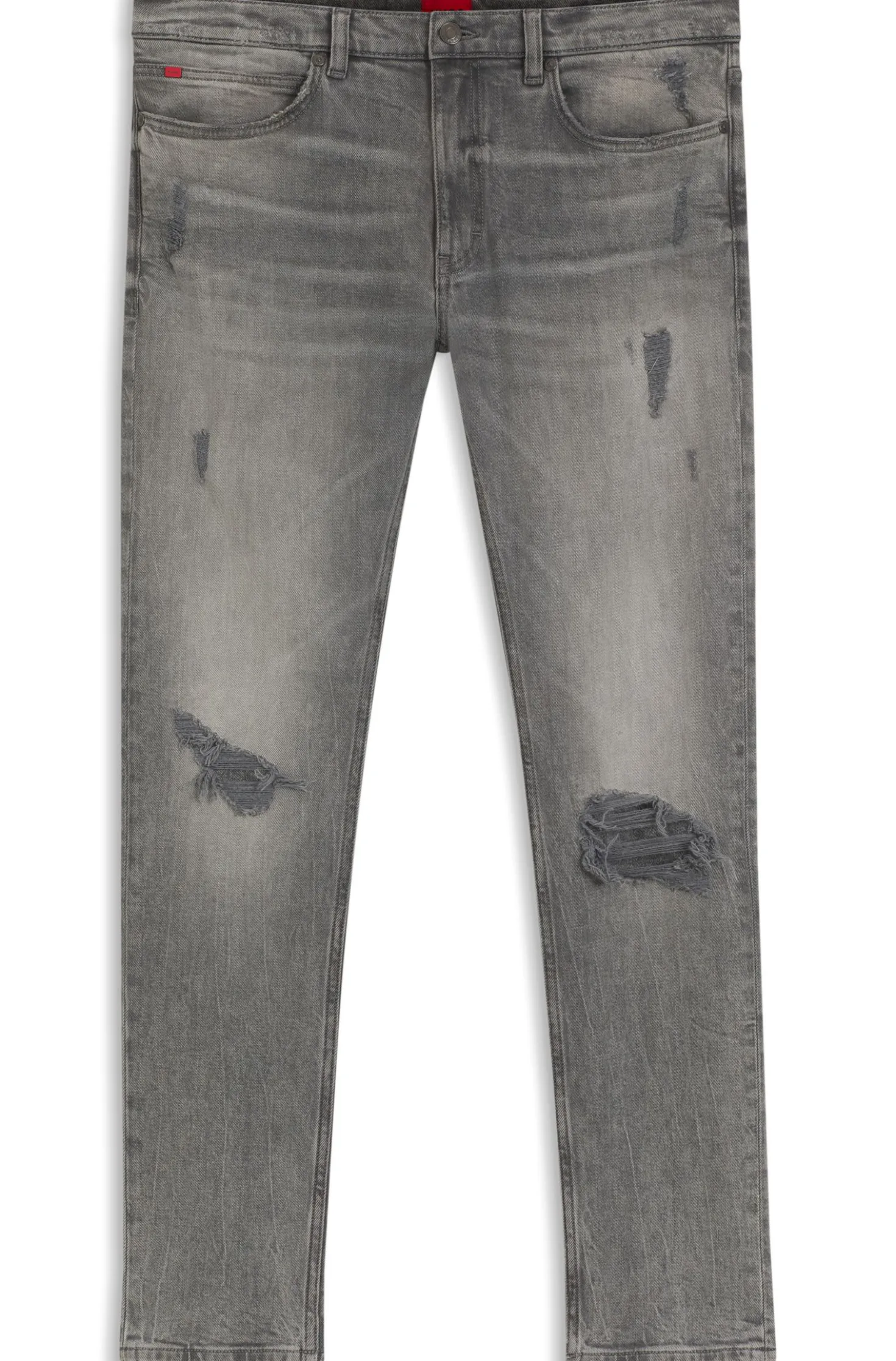 Extra Slim-Fit Jeans aus grauem Used-Denim