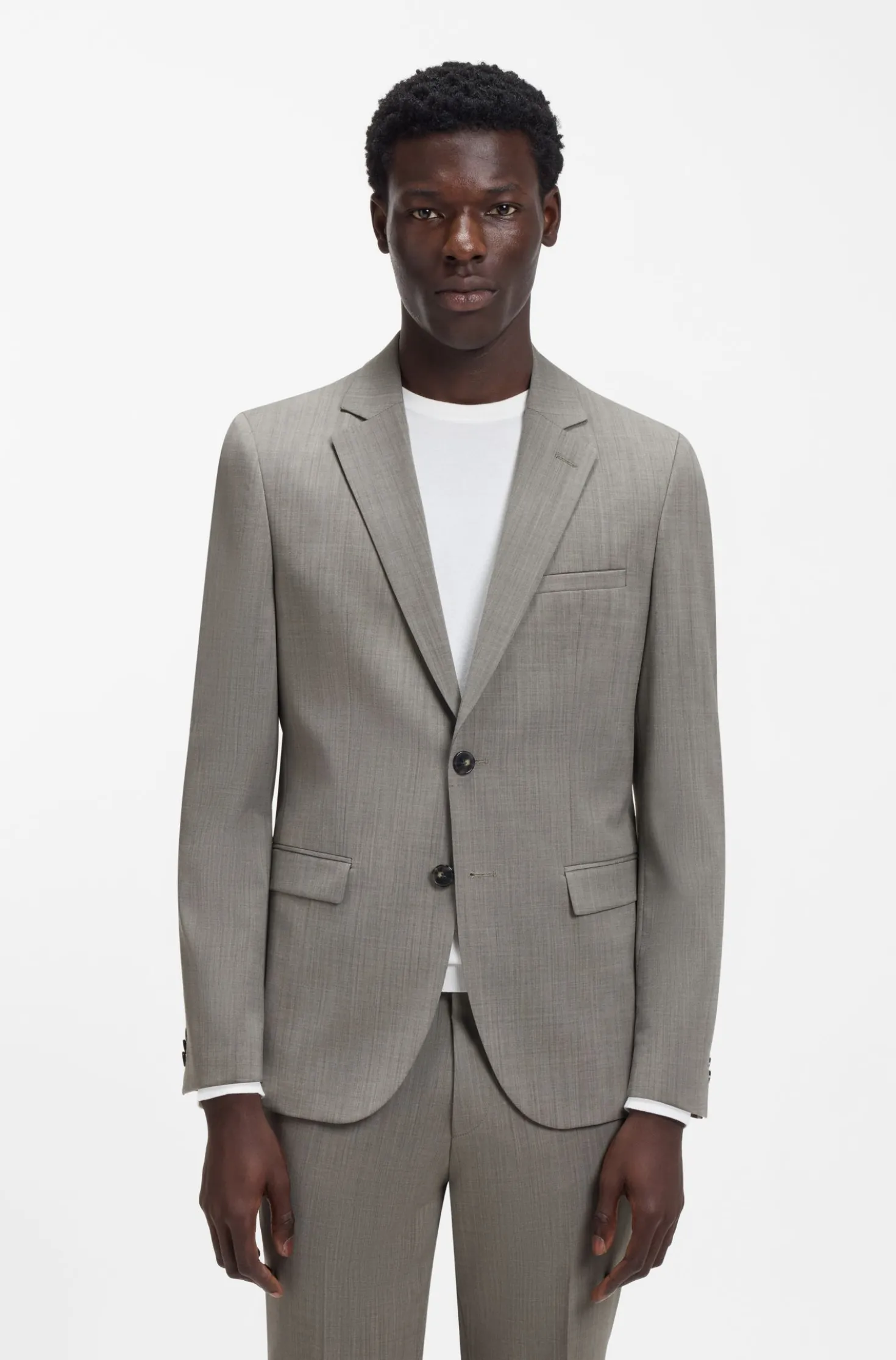 Extra Slim-Fit Popeline-Anzug aus Woll-Mix