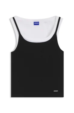 Extra-Slim-Fit Tanktop aus Baumwolle mit mehrlagigem Design