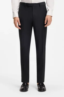 Fein gemusterte Slim-Fit Hose aus Stretch-Wolle