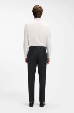 Fein gemusterte Slim-Fit Hose aus Stretch-Wolle
