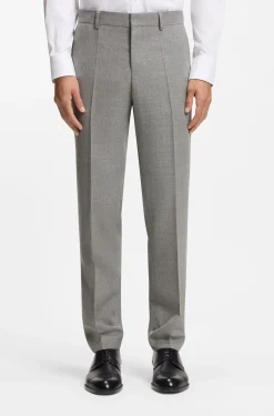 Fein gemusterte Slim-Fit Hose aus Stretch-Wolle