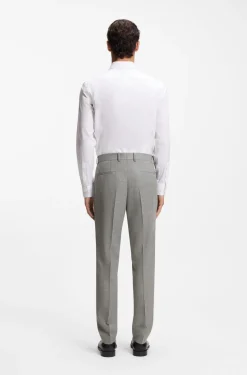 Fein gemusterte Slim-Fit Hose aus Stretch-Wolle