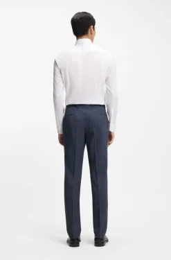 Fein gemusterte Slim-Fit Hose aus Stretch-Wolle