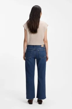 Flared-Fit Jeans aus dunkelblauem Stretch-Denim