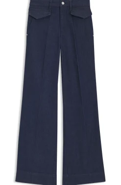Flare-Fit Jeans aus blauem italienischem Stretch-Denim