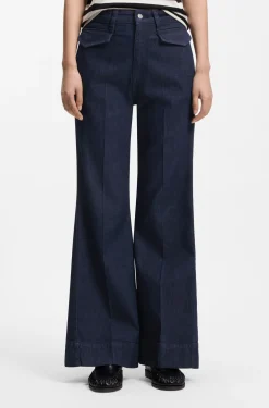 Flare-Fit Jeans aus blauem italienischem Stretch-Denim