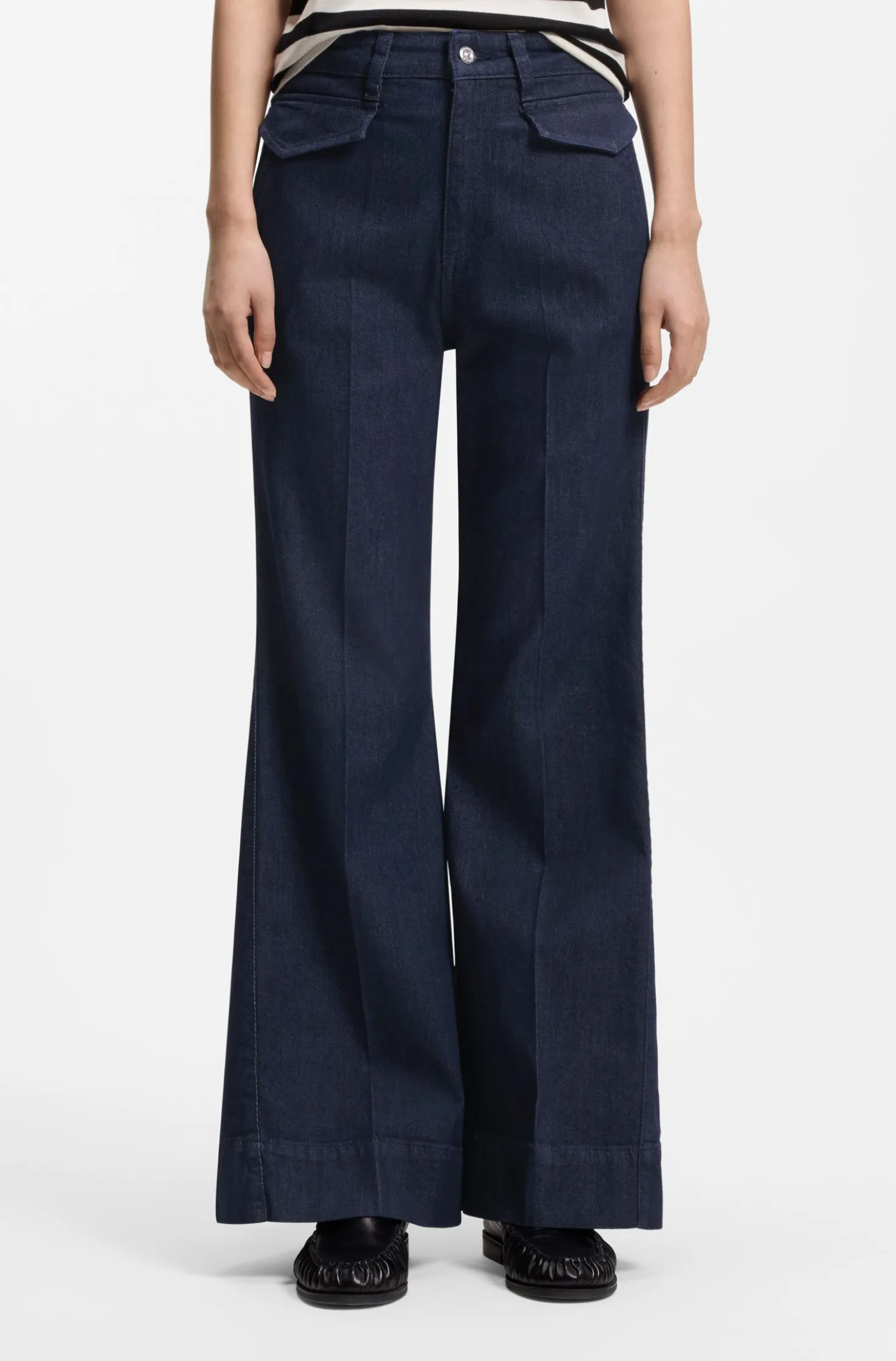 Flare-Fit Jeans aus blauem italienischem Stretch-Denim