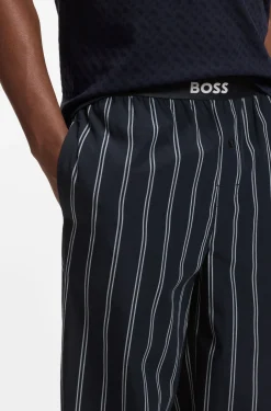 Gemusterte Pyjama-Hose aus Baumwoll-Popeline mit Logo-Bund