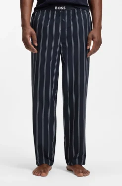 Gemusterte Pyjama-Hose aus Baumwoll-Popeline mit Logo-Bund