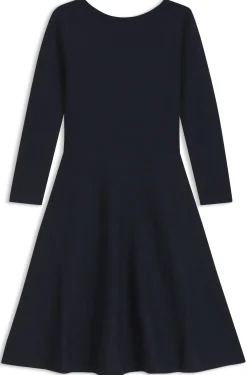 Gemustertes Kleid aus Stretch-Strick mit U-Boot-Ausschnitt