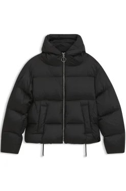 Glänzende Daunensteppjacke mit Statement-Zipper