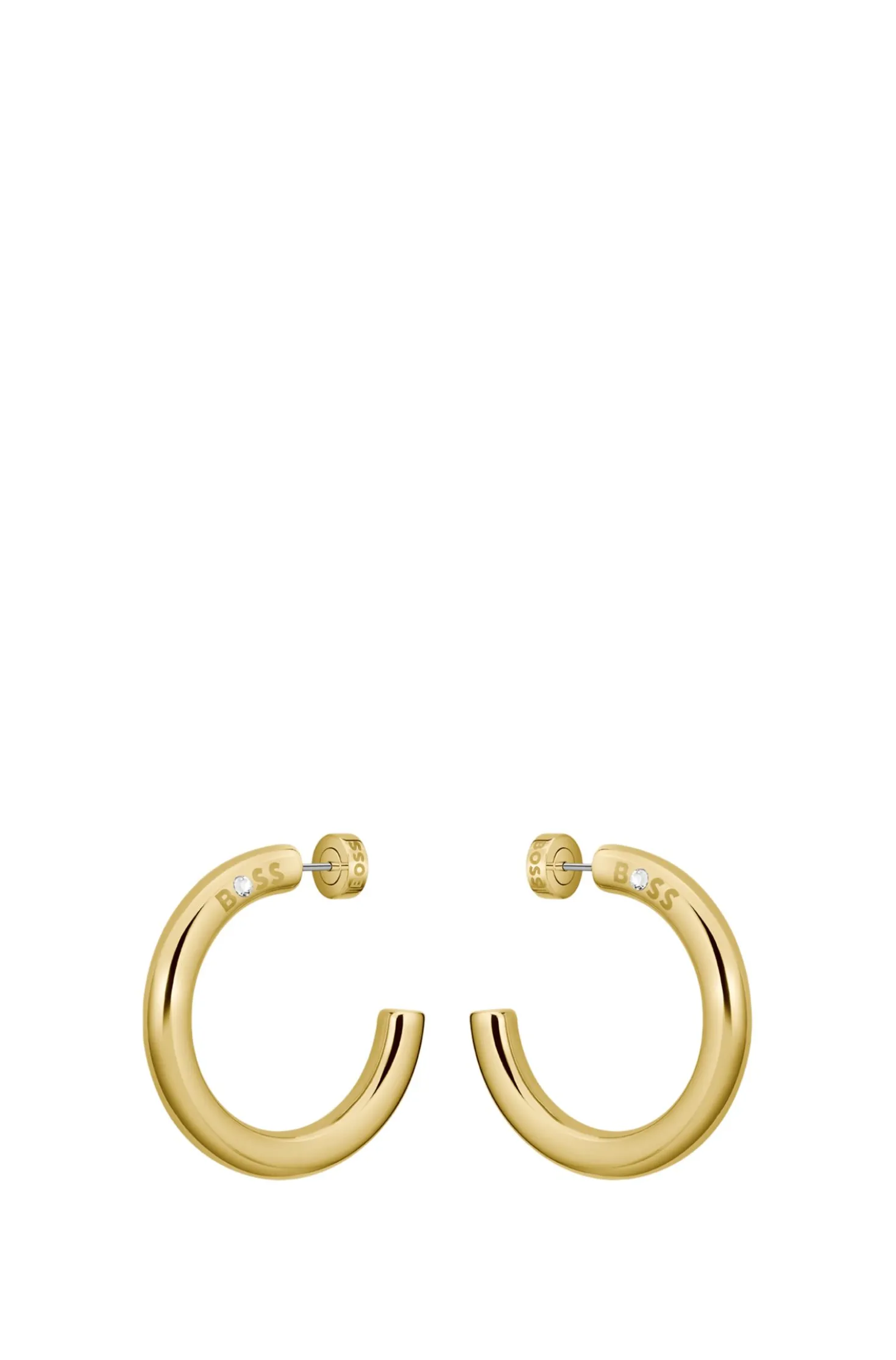 Goldfarbene Creolen mit Logo-Detail