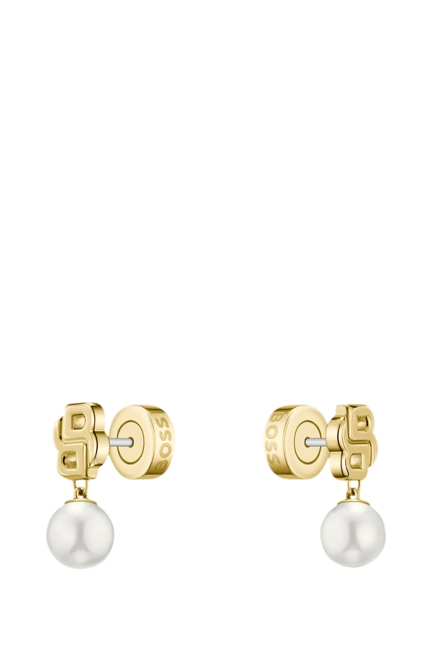 Goldfarbene Ohrringe mit Double-B-Monogramm
