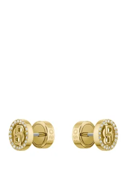 Goldfarbene Ohrringe mit Kristallen und Double-B-Monogramm