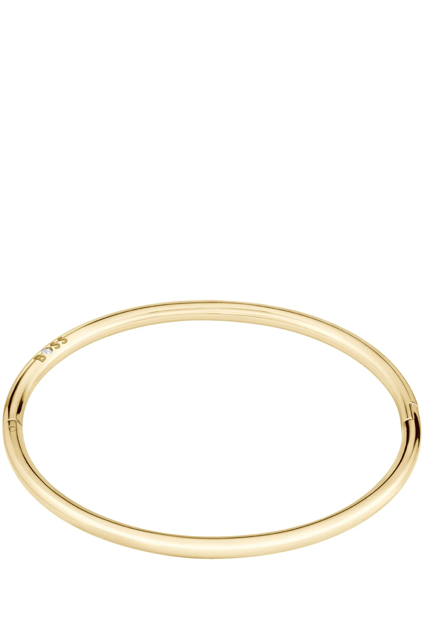 Goldfarbener Armreif mit Logo-Detail