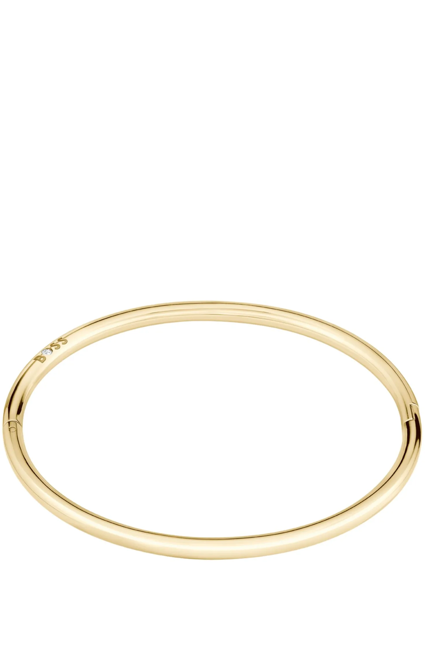 Goldfarbener Armreif mit Logo-Detail