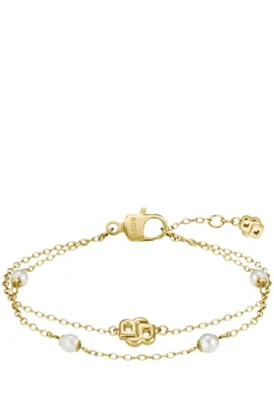 Goldfarbenes mehrreihiges Armband mit Double-B-Monogramm